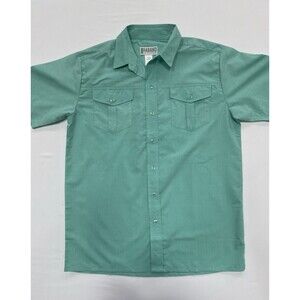 Men's Haband Short Sleeve Shirt Medium Green Button Down Utility Casual Travel